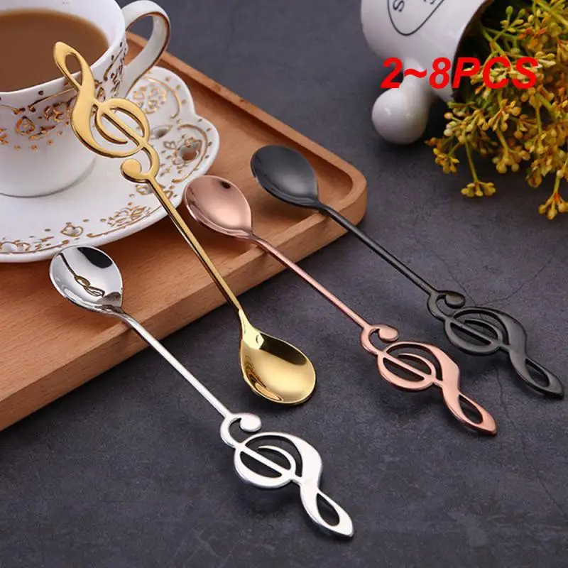 

2~8PCS Stainless Steel Coffee Stirring Spoon Musical Note Spoon Mug Teaspoons Music Bar Ice Cream Creative Gift Spoon Kitchen