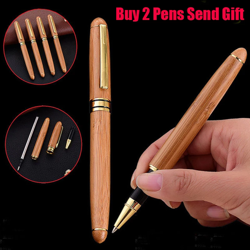 

Fashion Design Pure Bamboo Luxury Business Men Signature Roller Ballpoint Pen Nice Quality Wood Writing Pen Can Make Logo