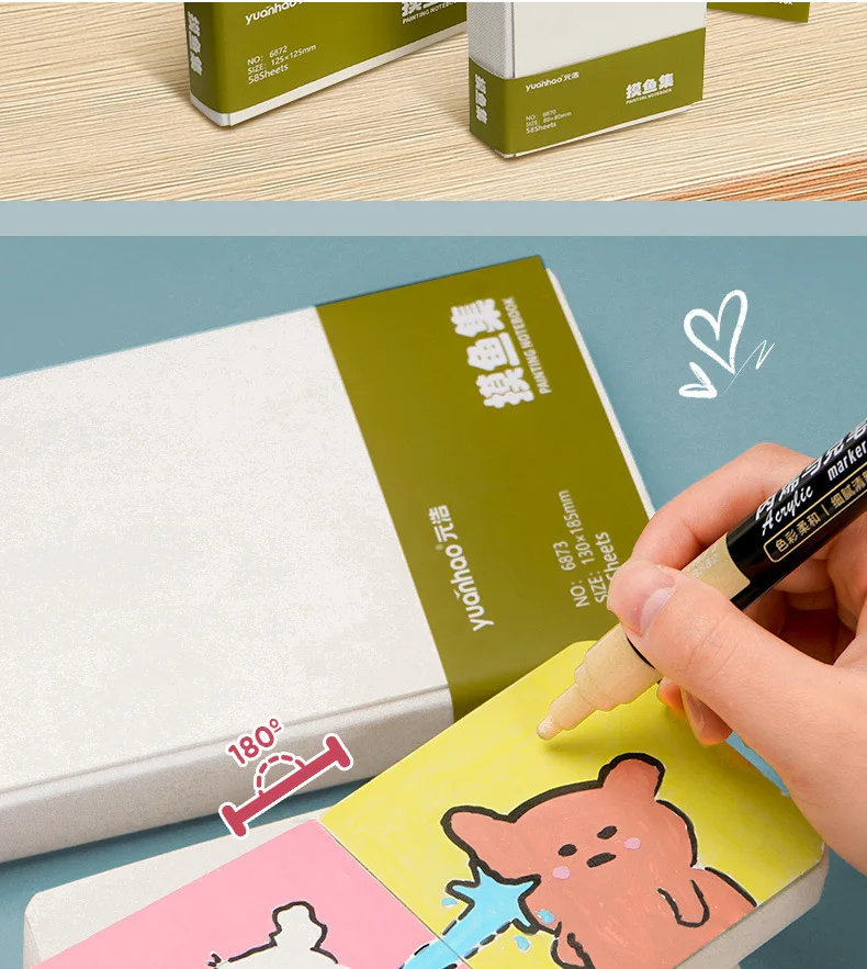 Aquarell Dickes Papier GSM 230g Taschen-Skizzenbuch Marker Malpapier Zeichenbuch Unterhaltung Freizeit Kunstbedarf – Detail 3