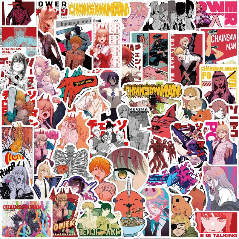 

10/25/50PCS Anime Stickers Waterproof Chainsaw Man Graffiti Vinyl Decal for Laptop Suitcase DIY Skateboard Car Sticker Kids Toys