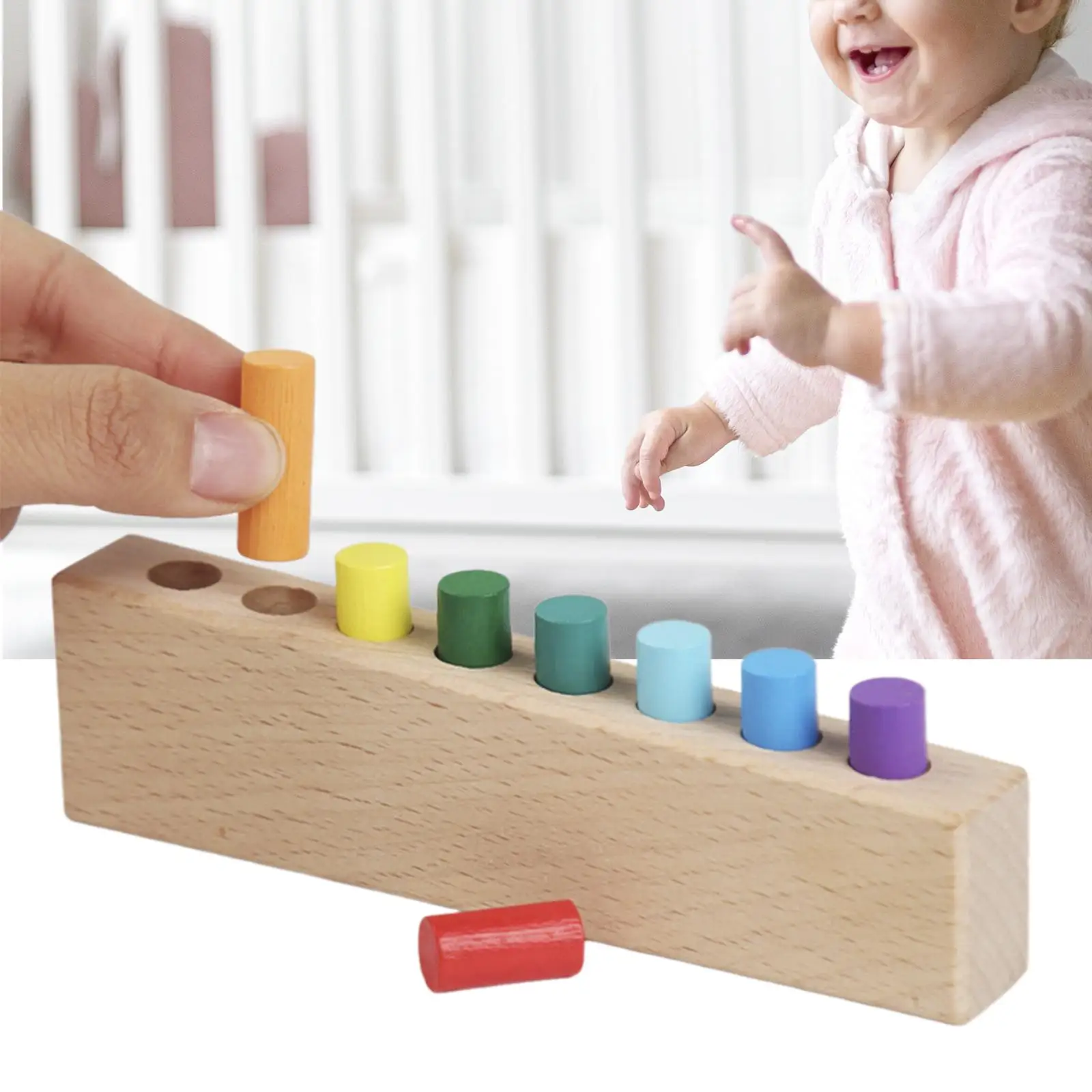 

Montessori Wooden Sticks Toys Wood Educational Toy, Portable, Travel Game Sensory Toys Learning Activities for Children Kids