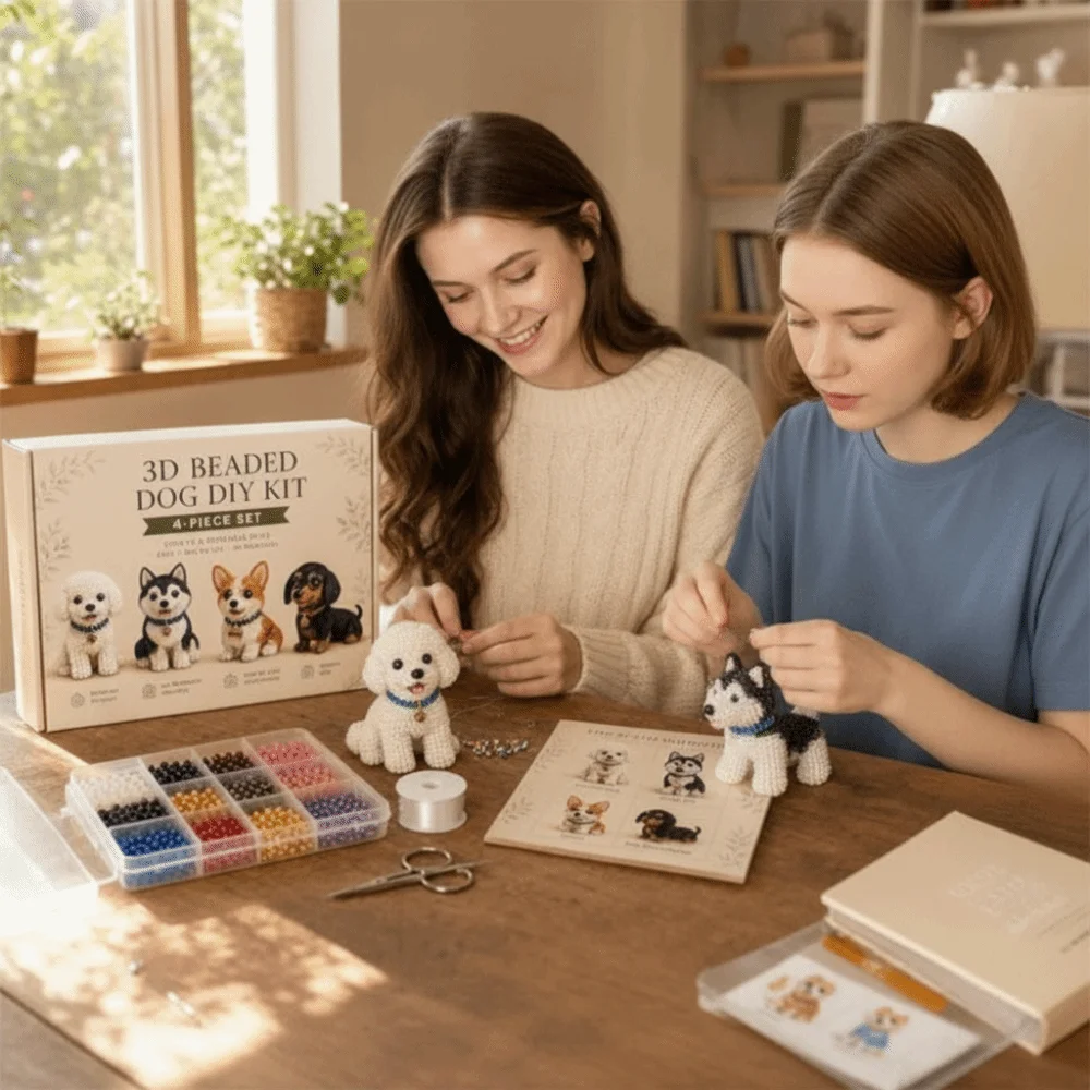 Kit Fai-da-Te per Ricamo con Perline a Forma di Animali, Set Artistico Educativo Colorato 3D per Creare Portachiavi con Animali - immagine 2