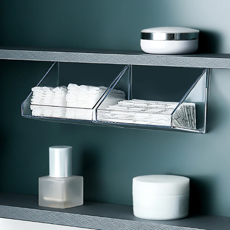 Drawer Style Storage Box Under The Mirror Cabinet Transparent Bathroom Cotton Stick Makeup Cotton Bathroom Pull-Out Storage 2