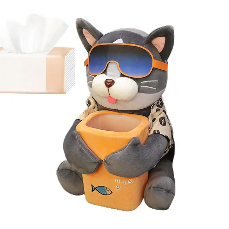 2 In 1 Plush Dog Car Garbage Can Car Tissue Box Trash Can Doggie Trash Cute Animal Tissue Creative Box For vehicles