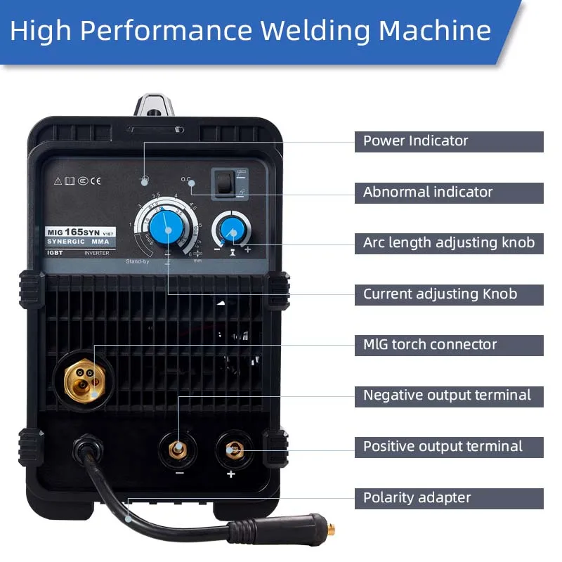 RILAND 3 in 1 GAS MIG /GASLESS MIG / MMA Multiprocess Welder DC Inverter Machine with Hot Start, Arc force and Anti-Stick