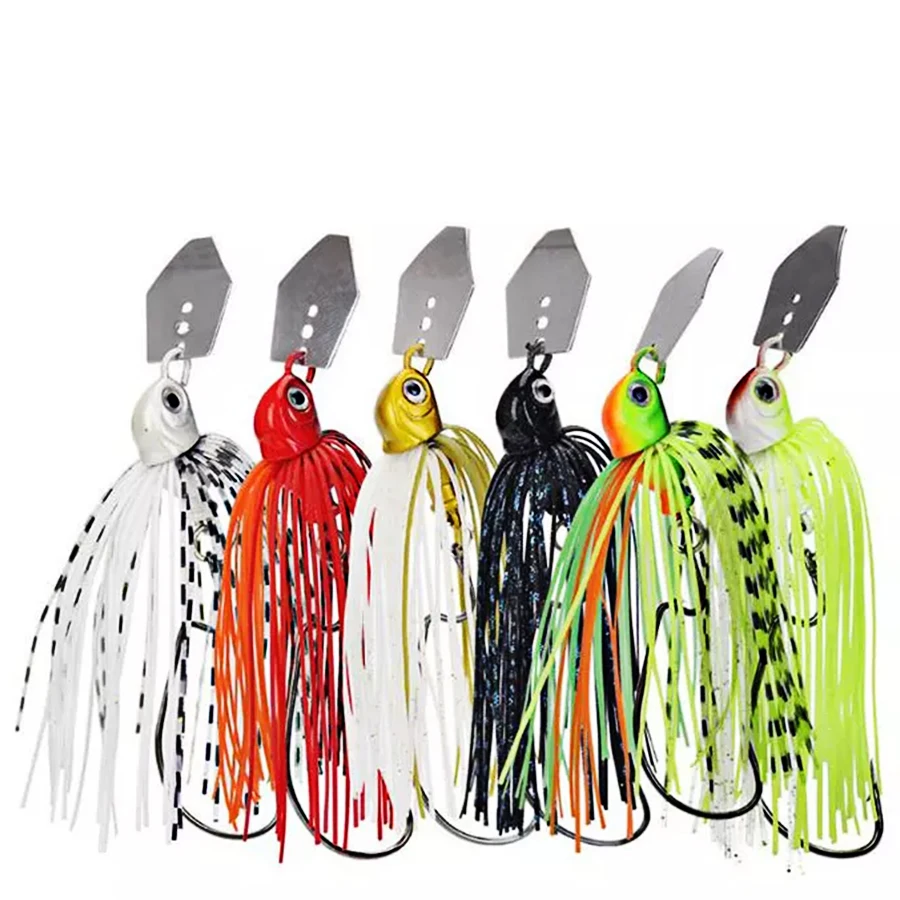 6pcs Chatterbait Fishing Lures Set Spinner Artificial Bait Skirts Kit