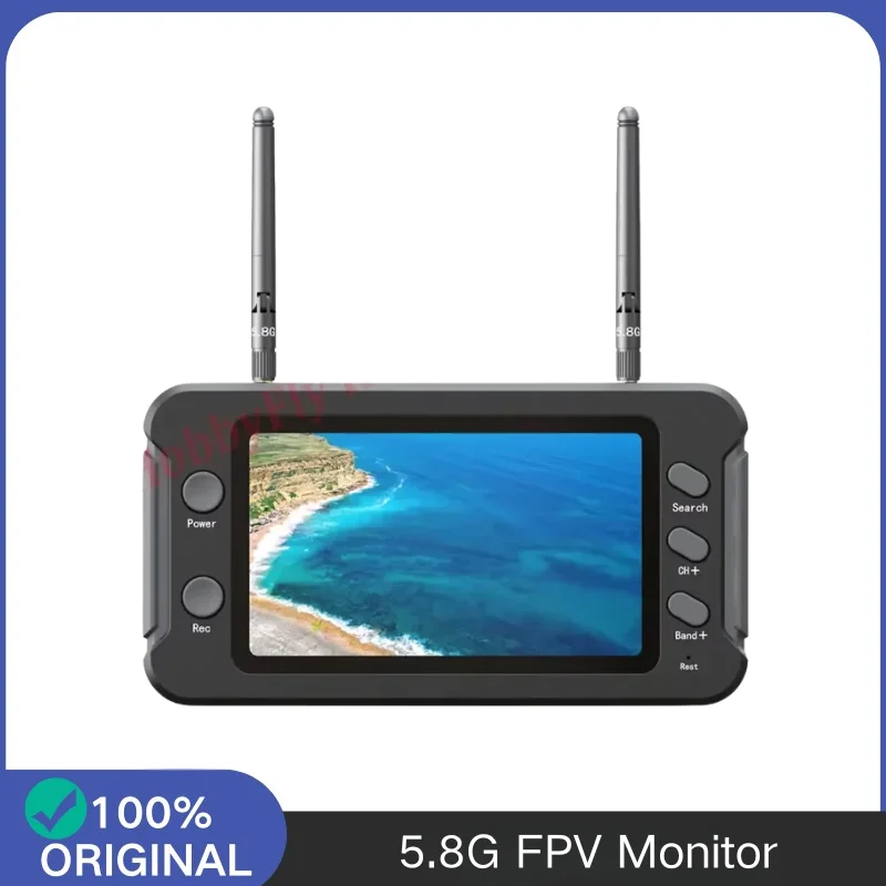 Moniteur portable pour drone FPV avec écran 4.3 pouces 800x480 et fonction d'enregistrement DVR.