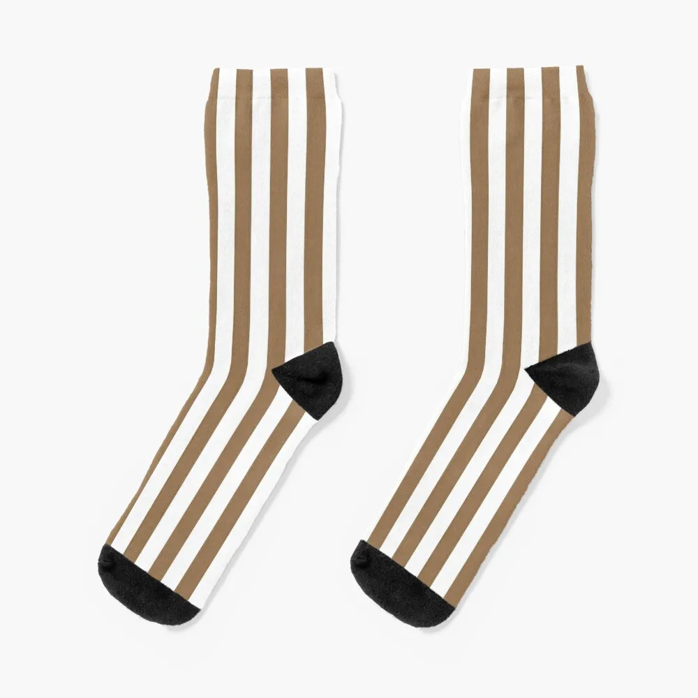 

Pale Brown and White Vertical Stripes Socks sports stockings Argentina Men Socks Women's