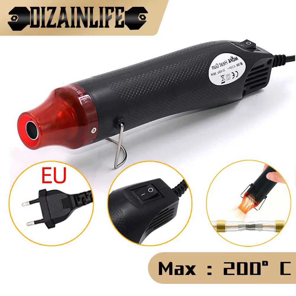 Mini Heat Gun Hot Air Welding Gun 220V 300W Electric Handheld Power Tool with Heat Shrink Butt for DIY Craft Embossing Shrink