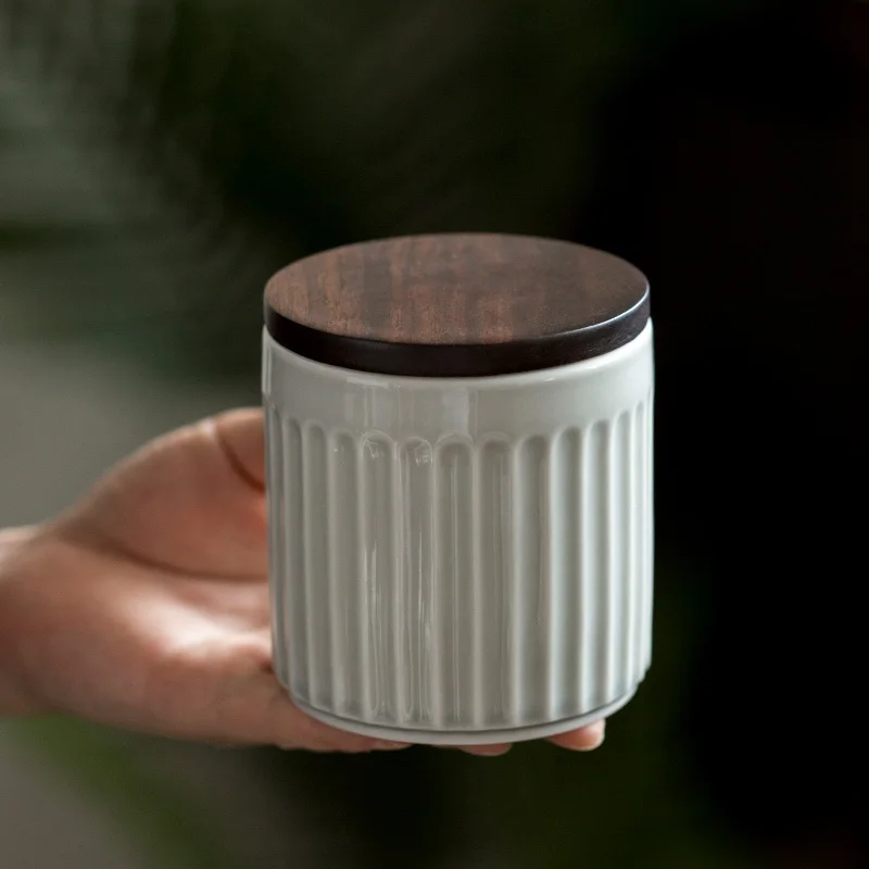 

Ceramic tin foil wooden pot cover vertical grain pot body pet urn souvenir smooth bottom ceramic pot