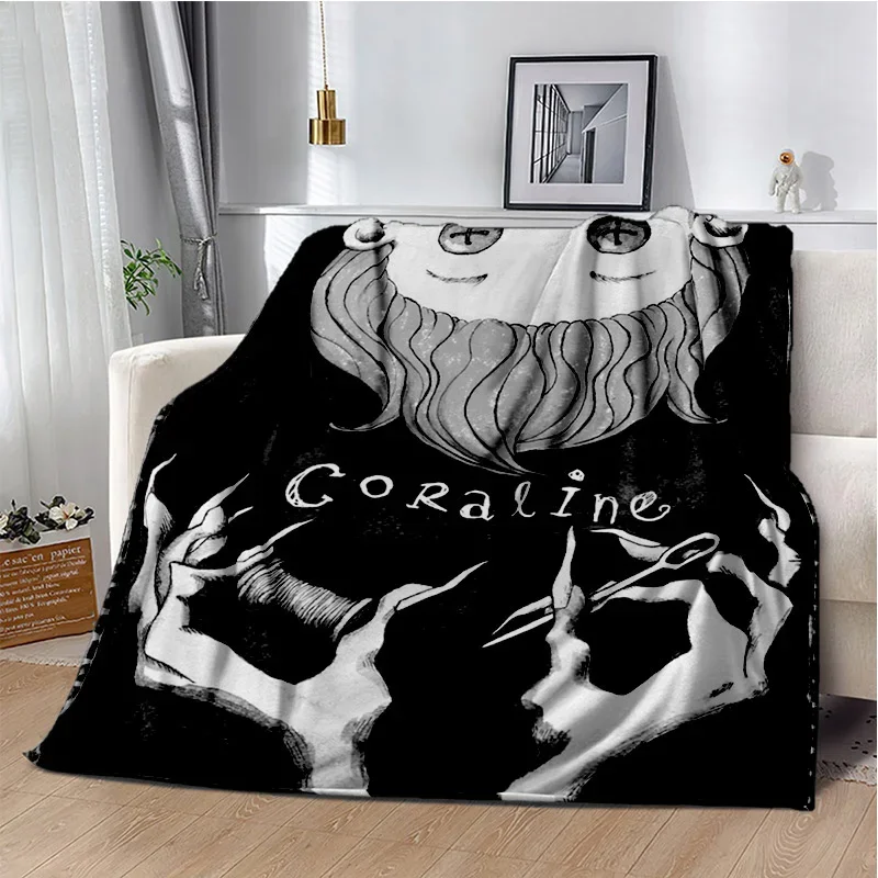 

Gothic Style Animation Coraline Print Blanket Children's Blanket Family Napping Sofa Blanket Bed Warm Blanket Soft Bedspread