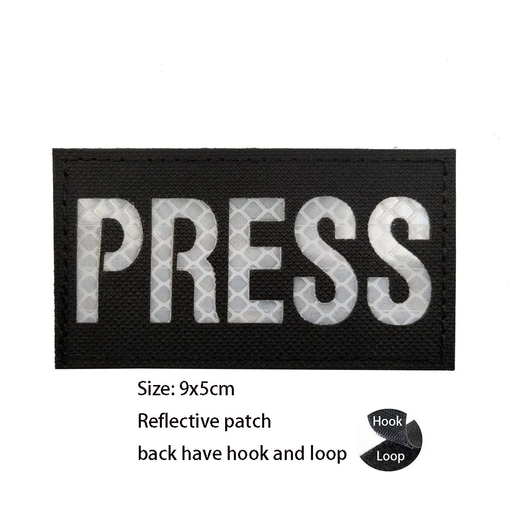 IR IR Reflektierende CP Camouflage Tasche Zubehör Abzeichen Englische Wörter PRESS, MEDIC, SF, USAF, K9, FIRE, Kleidung Paste Armband mit Haken Patches_voghion.com