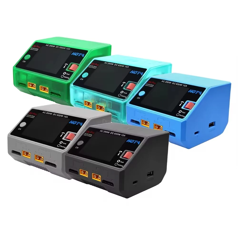 HOTA D6 Pro Smart Charger Dual Channel AC200W DC650W 15A, Supports LiPo/NiMH/NiCd/NiZn & Phone Charging for FPV Drone thumbnail 6