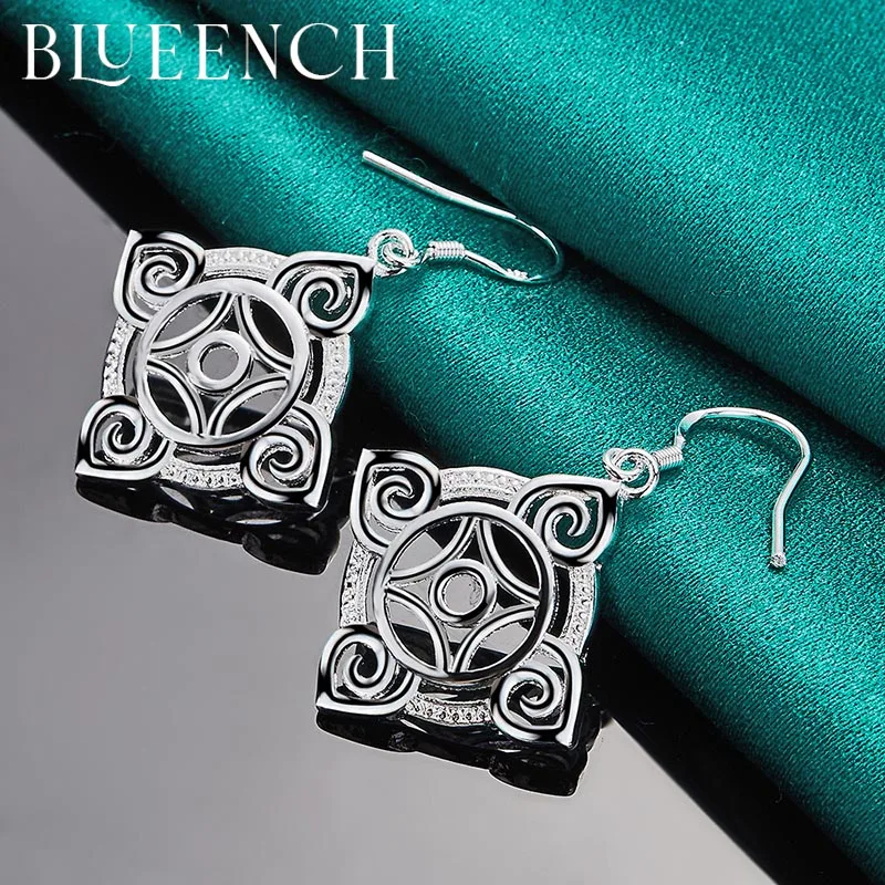 

Blueench 925 Sterling Silver Square Cutout Drop Earrings for Ladies Engagement Wedding Party Casual Fashion Jewelry