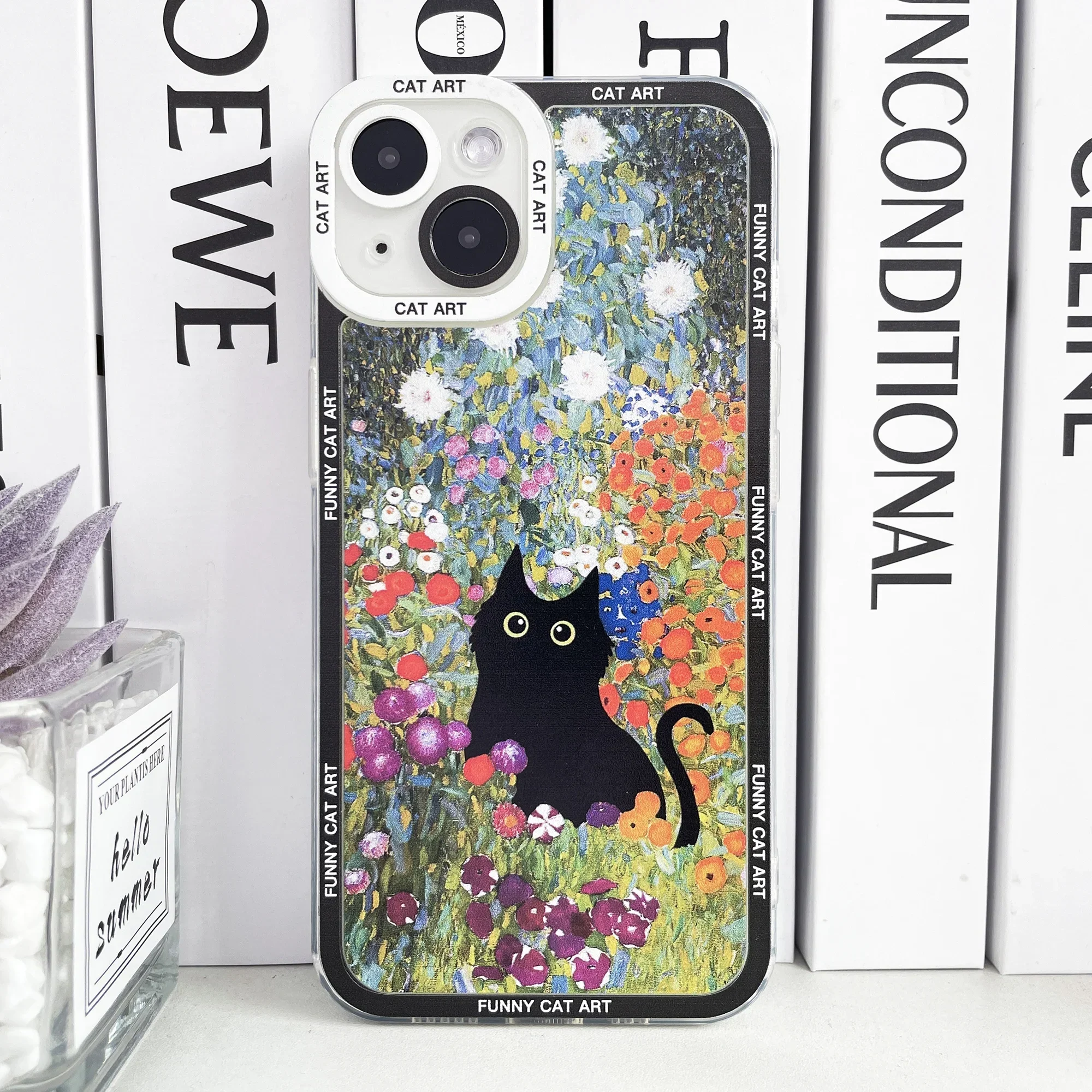 thumbnail image 1 of Funda de teléfono Claude Monet Van Gogh con diseño de gato divertido para iPhone 16 15 14 13 12 11 Pro Max Mini XS X XR SE 7 8 Plus, funda suave transparente, 1 of 5