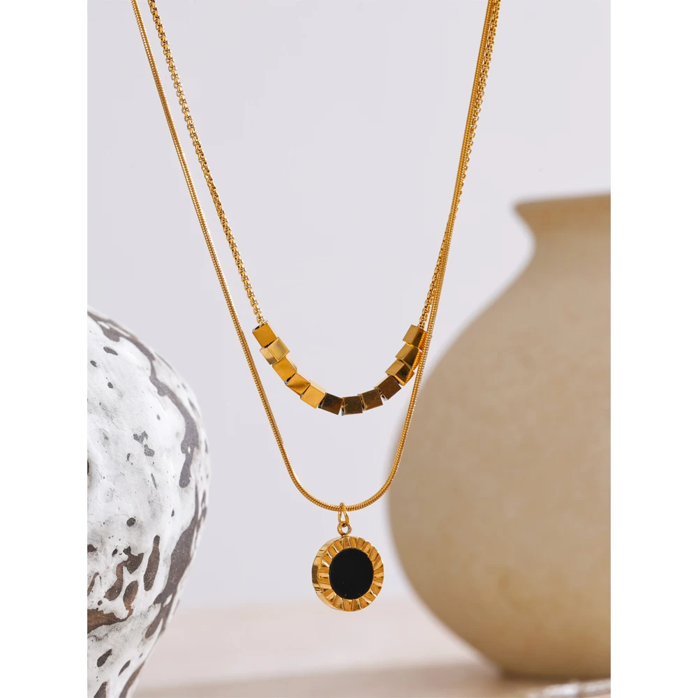Yhpup Double Side Layered Pendant Necklace for Women