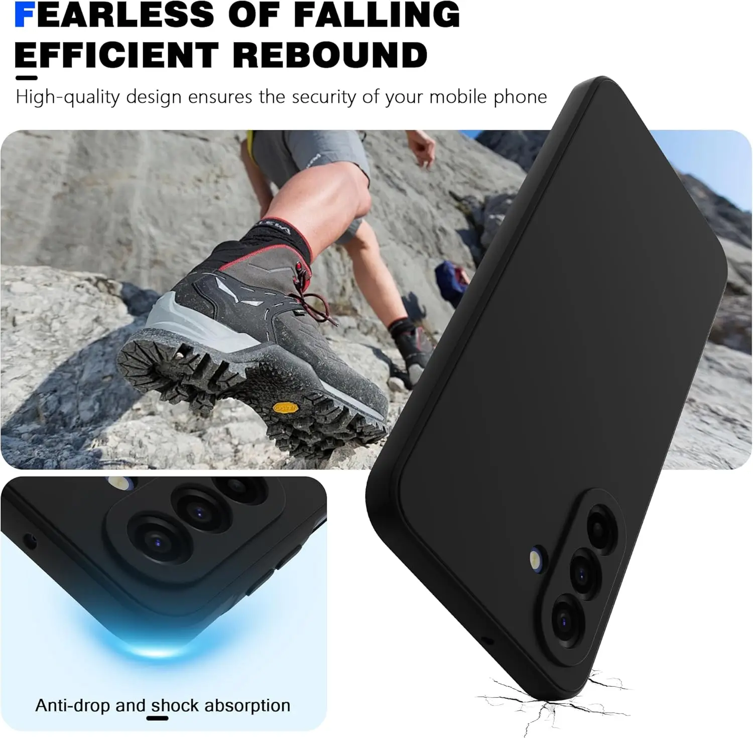 Black Shockproof Silicone Phone Case - Protective Soft Cover