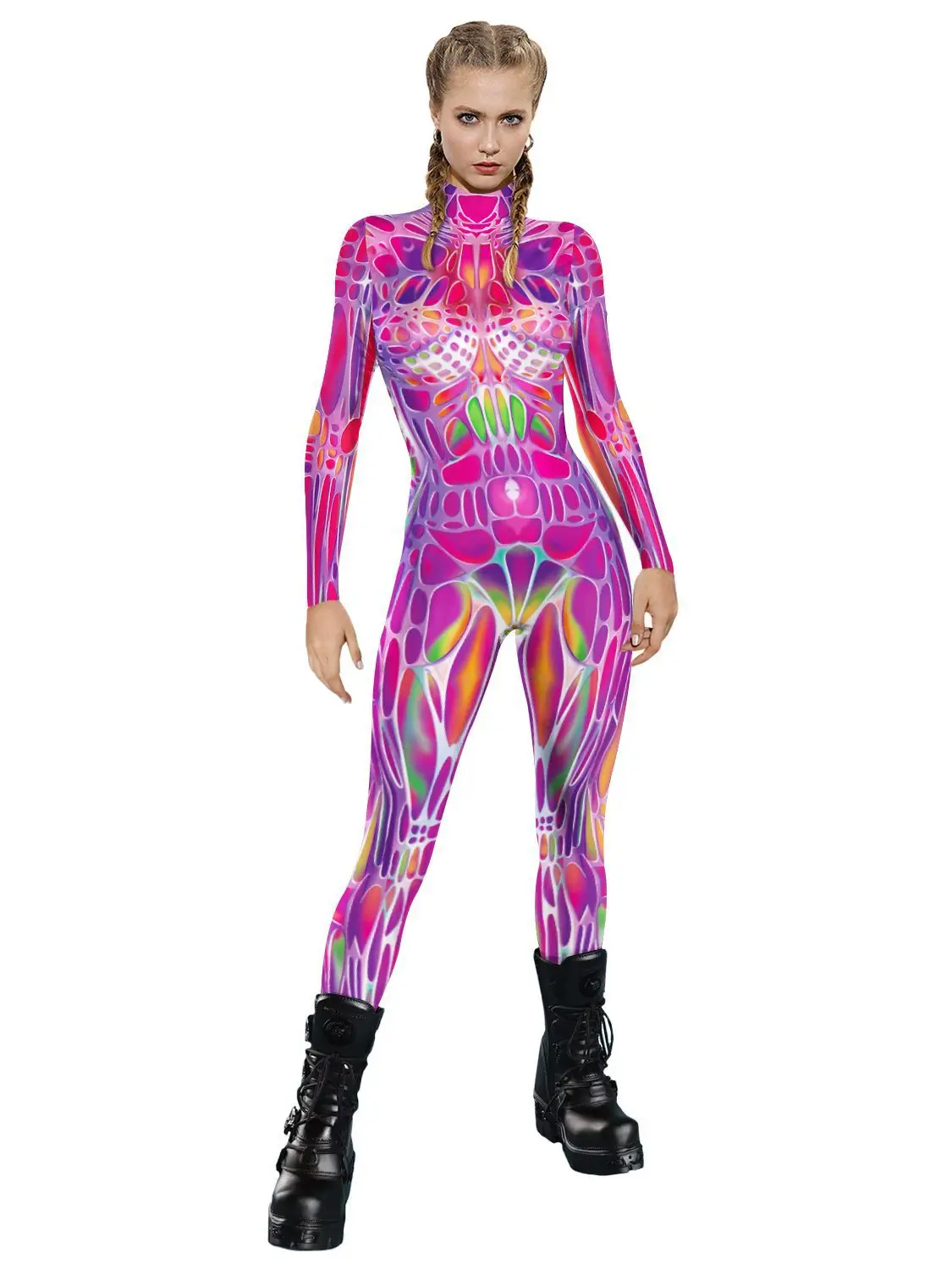 Sexy 3D Print Jumpsuit for Men and Women, Cosplay Costume,Long Sleeve Rompers,Halloween Carnival Party,Cos Clothing,