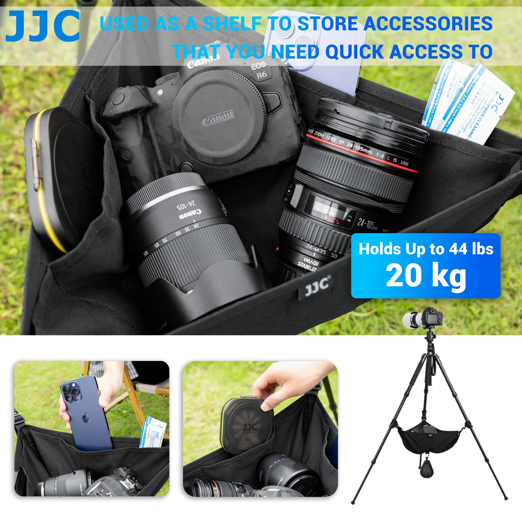 Jjc-bolsa Durável de Pedra de Tripé Bolsa de Peso de Areia Pesado Bolsa de Contrapeso para Vídeo Vlog Filme Fotografia 44lbs 20kg - Image 3