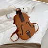 Women Violin Shape PU Leather Backpack Purse Fashion Handbag Travel Daypack College School Rucksack E74B 5