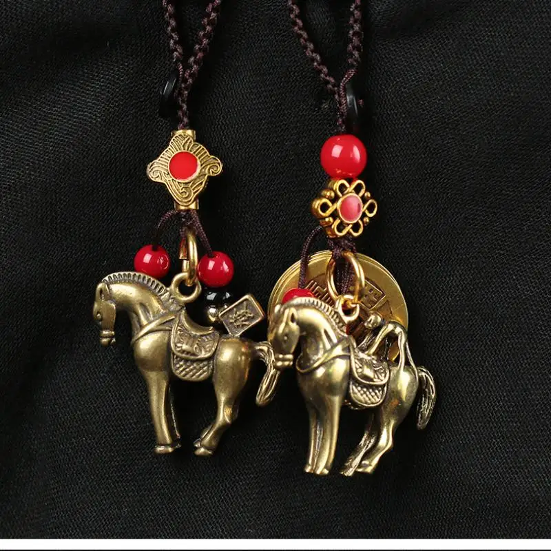 2026 Year Of Chinese Zodiac Horse Lucky Pendant Keychain Copper Feng Shui Wealth Key Ring Women Men Bag Charm Jewelry Gift