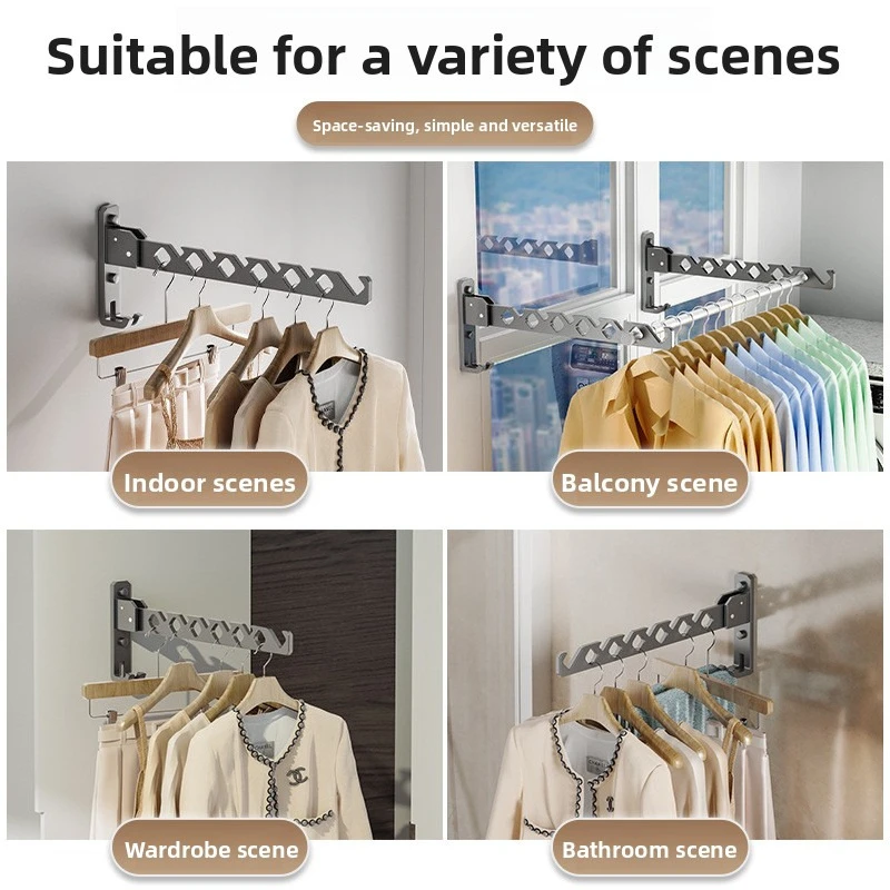 Hanger Rack Translator Clothes Drying Rack Adjustable Angle Clothes Hanger Wall-mounted Coat ...