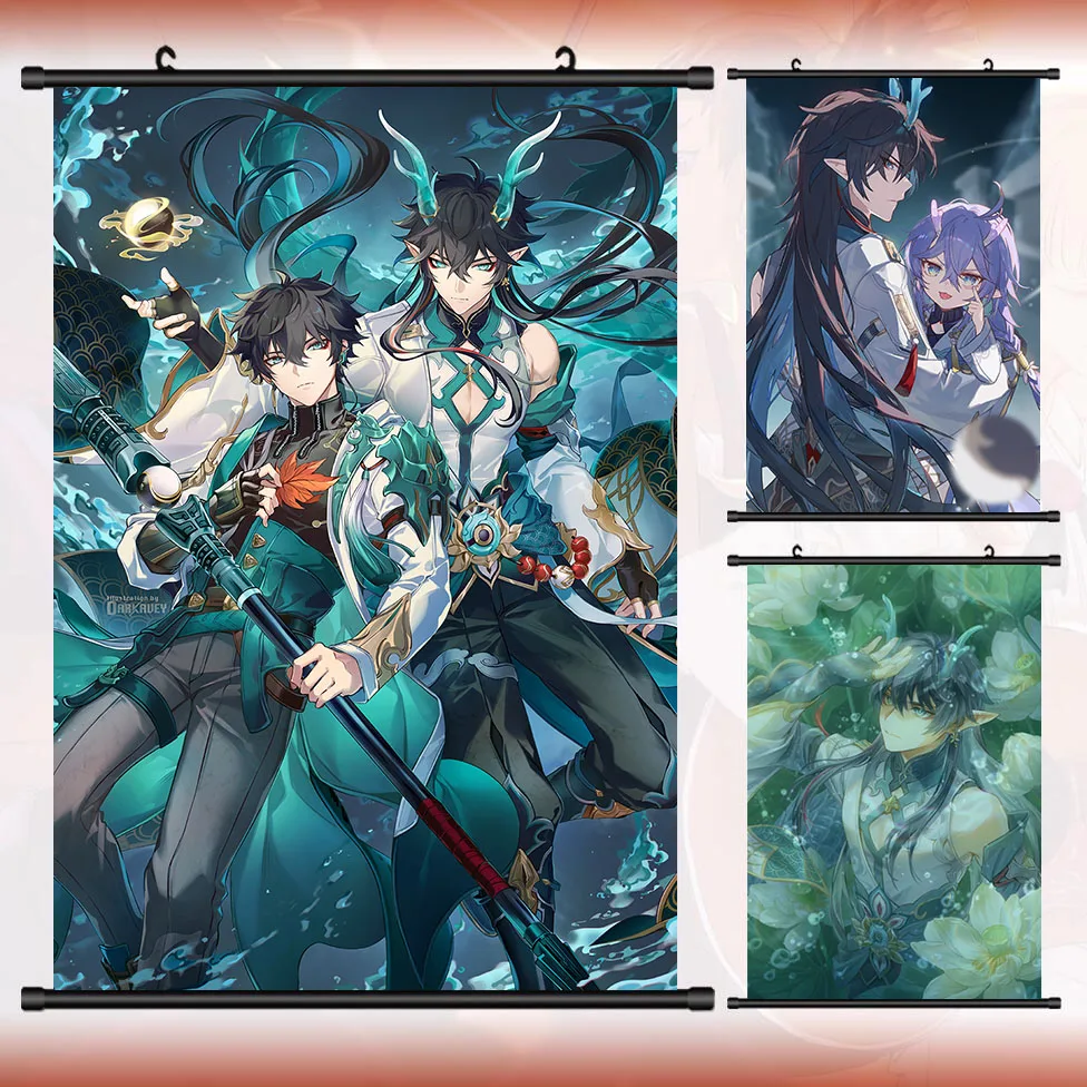 

Аниме Imbibitor Lunae Danheng Honkai: Star Rail Косплей HD настенный свиток фотография подвесная картина плакат Декор подарок