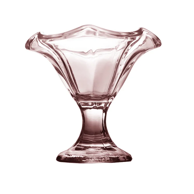 Light Luxury Retro Cocktail Glass Goblet Transparent Colorful Petal Shape Dessert Glass Cup Ice Cream Cups Fruit Salad Bowl