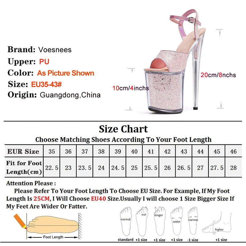 Pink Ankle Strap Platform Sandals 20CM Super High Heel Glitter sequin Crystal Model Catwalk Show Shoes Summer Pole Dance Heels