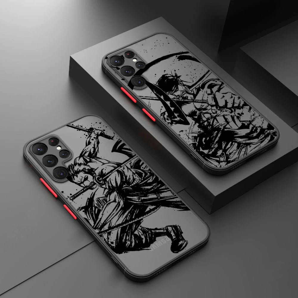 Cartoon O-One Pieces Zoro Per Samsung Galaxy S23 S22 S21 S20 Fe Ultra Plus S10 Lite 5G Custodia Per Telefono Traslucida Smerigliata