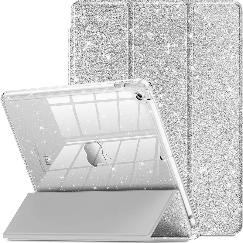 Glittering Sparkly Tablet Case with Pencil Holder and Auto Sleep Feature