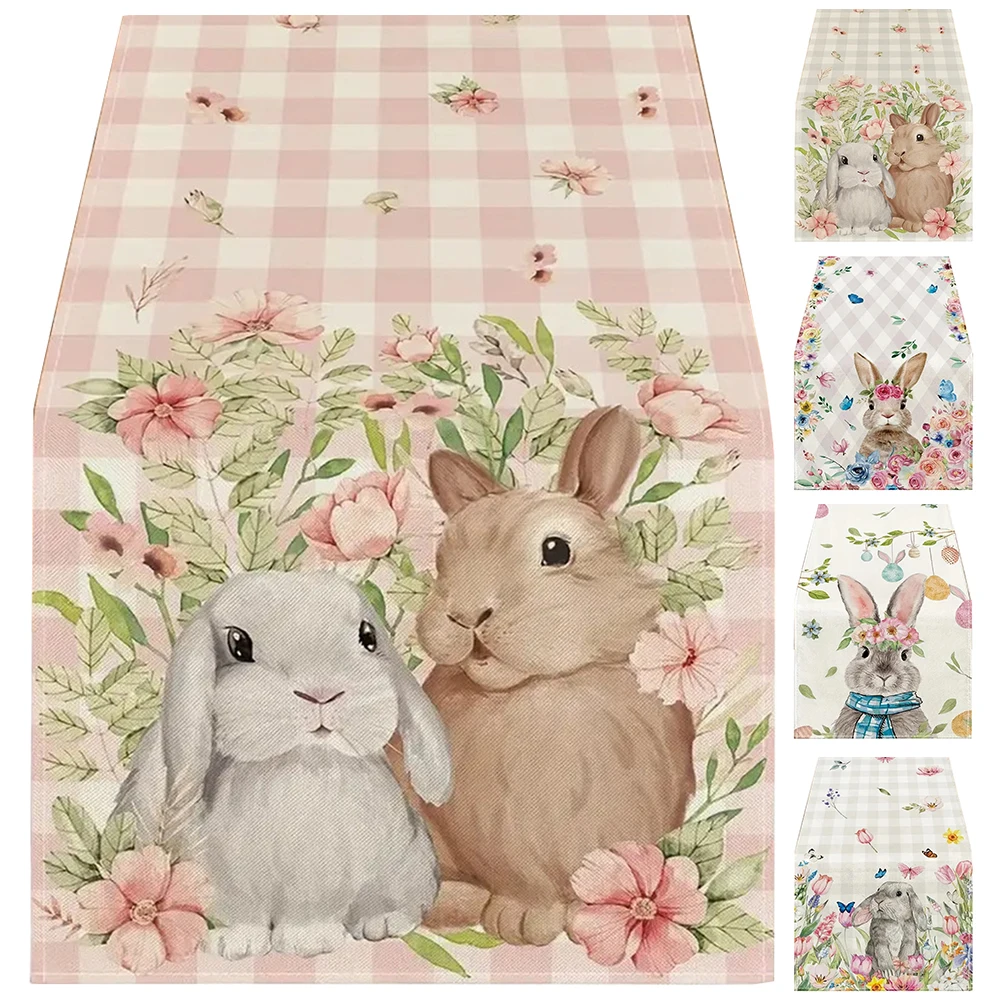 Easter Rabbit Rectangle Table Cloth Easter Rabbits Printed Holiday Table Cloth Holiday Party Table Decor Dinner Tabletop Decor