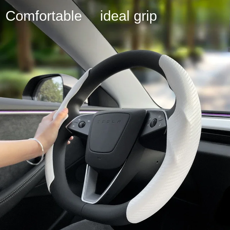 Steering Wheel Cover for Tesla Model 3 Highland White Interior Stickers Car Decoration Modification Accessories for New Model3 steering wheel cover