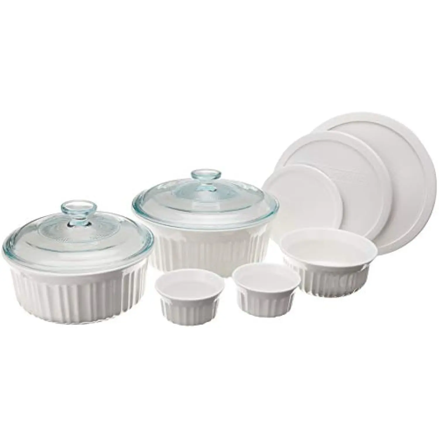 French White 10-Pc Ceramic Bakeware Set with Lids, Chip and Crack Resistant Stoneware Baking Dish, Microwave, Dishwasher, Oven,