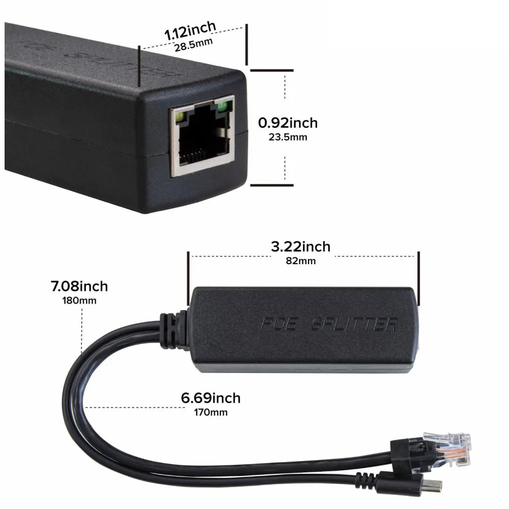 기가비트 타입 C PoE 스플리터 케이블 5V 3A 10/100/1000Mbps 타입 C 전원 공급 이더넷 스플리터 (RJ45 포트 및 타입 C 포트 포함)
