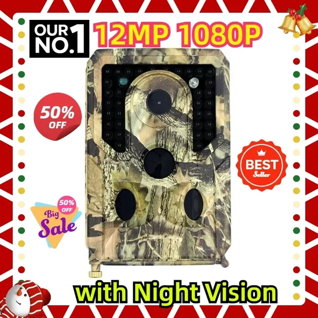 12MP 1080P Waterproof Wildlife Camera 110 Degree Detection Motion Activated Hunting Camera with Night Vision Trail Game Camer 1