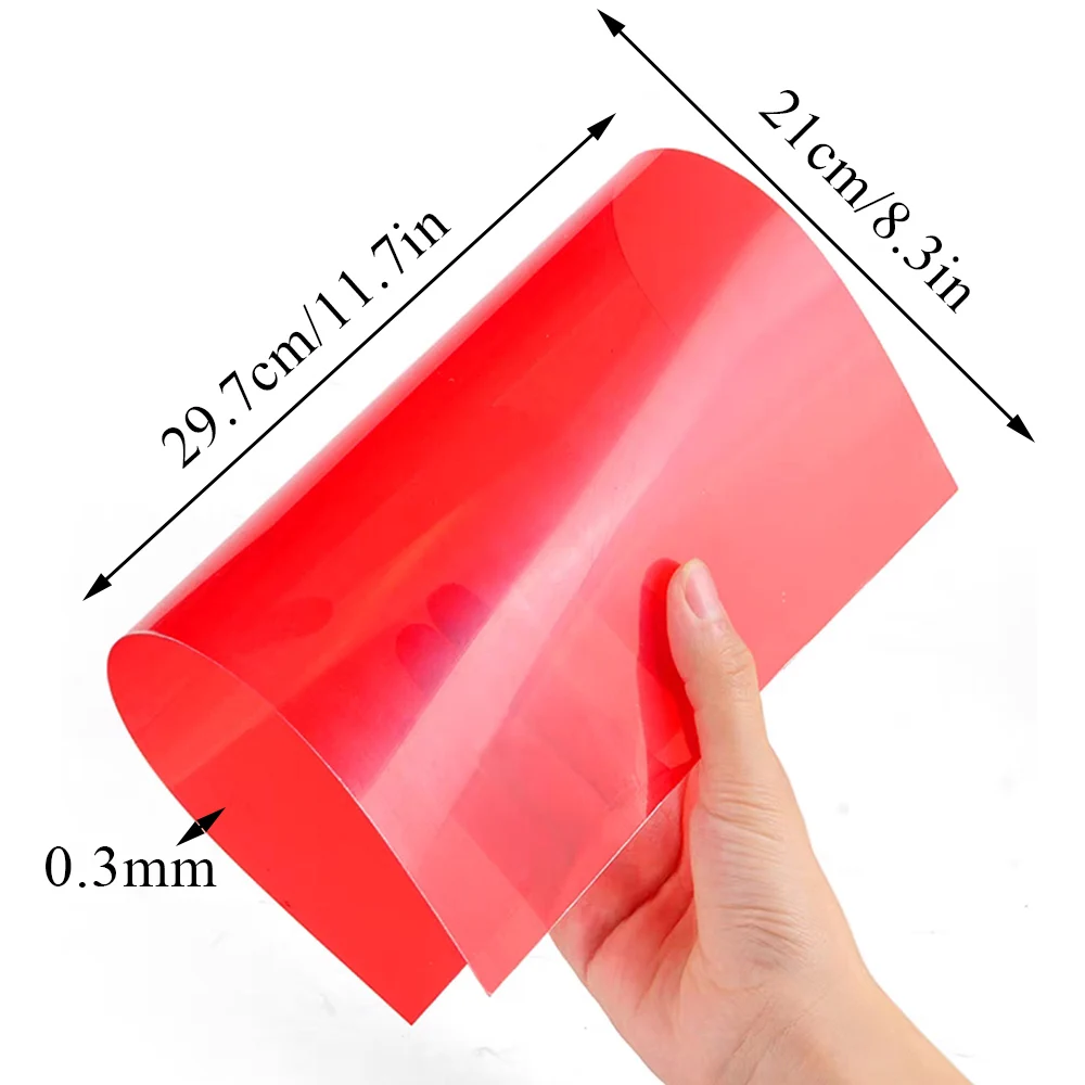 PVC Plastic Sheet 10pcs A4 Light Filter Gel Clear Film Transparent Color Waterproof Sheet Thickness Plastic Hard Sheet School DIY PVC Color
