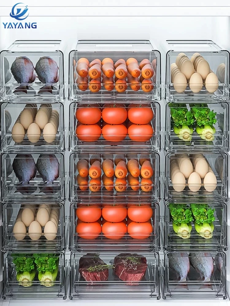 Caixa de armazenamento transparente do refrigerador do animal de estimação com recipientes da tampa para a carne do fruto do alimento mantém o congelador caixas seladas armazenamento da cozinha do retângulo - Productos do TikTok que valem a pena comprar