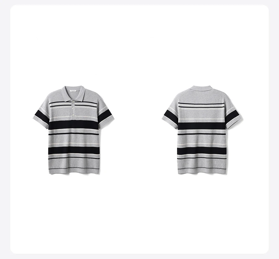 SIMWOOD 2025 Summer New Oversize Soft Knitted Polo Shirts Men Plus Size Tops Striped T-shirts 12 S5b78c98e595344bda292dcff19808b1cB