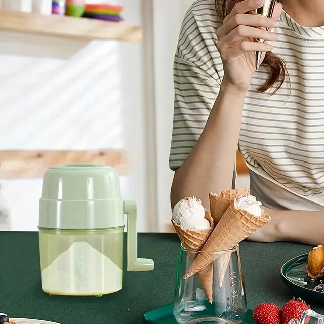 NEW Mini Ice Crusher, Machine Portable Ice Shaver Hand Operated Shaved Ice Milkshake Maker, Premium Manual Hand Crank Operated 5