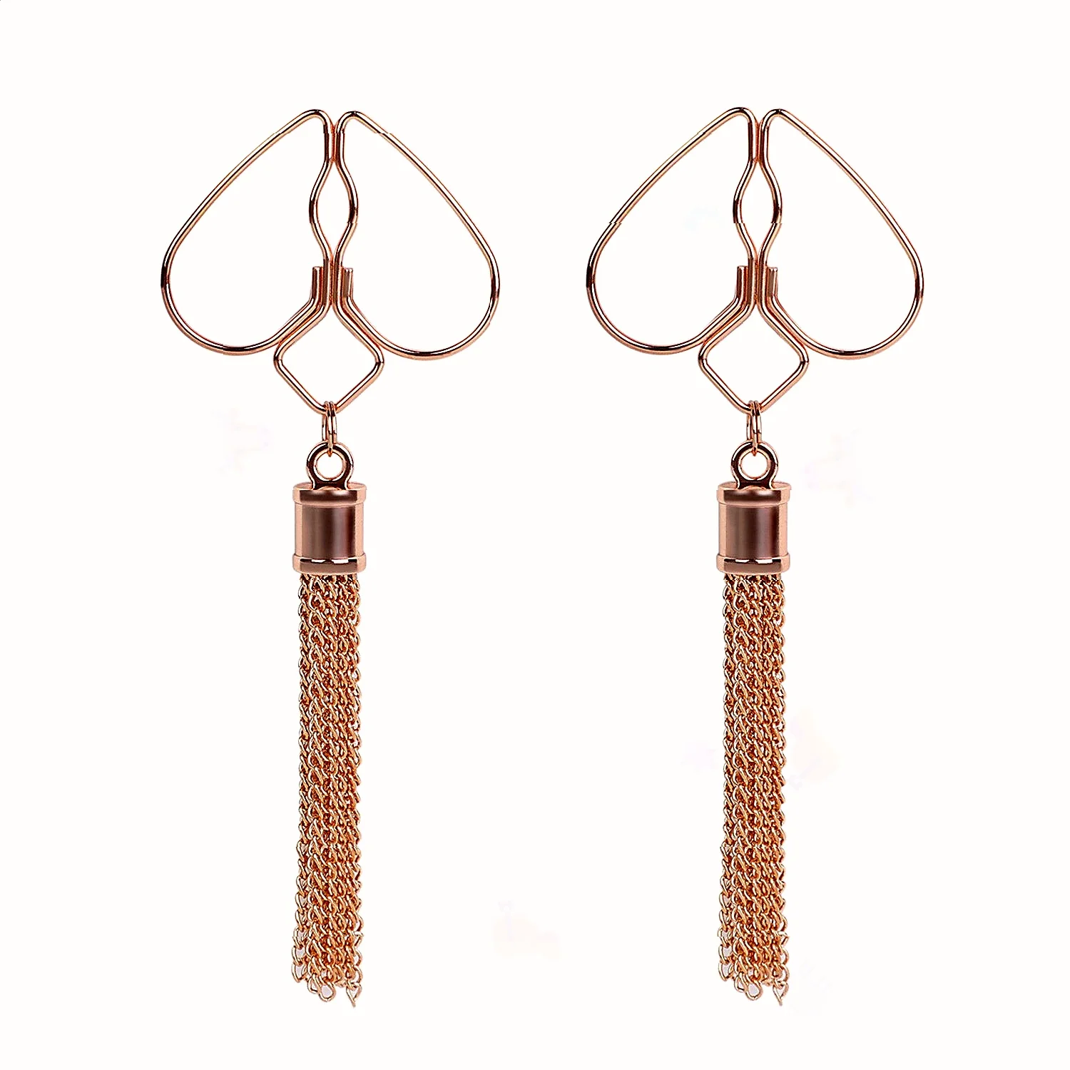 Nipple Clips Golden Heart Peach Shaped Ring Pendant Tassels Nipple Clamps Non Piercing Body Jewelry Female Flirt Sex Toys Metal