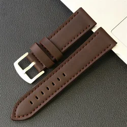 Quick Release Genuine Crazy Horse Leather Retro Watch Strap - 22mm - 0.86in (Dark brown)