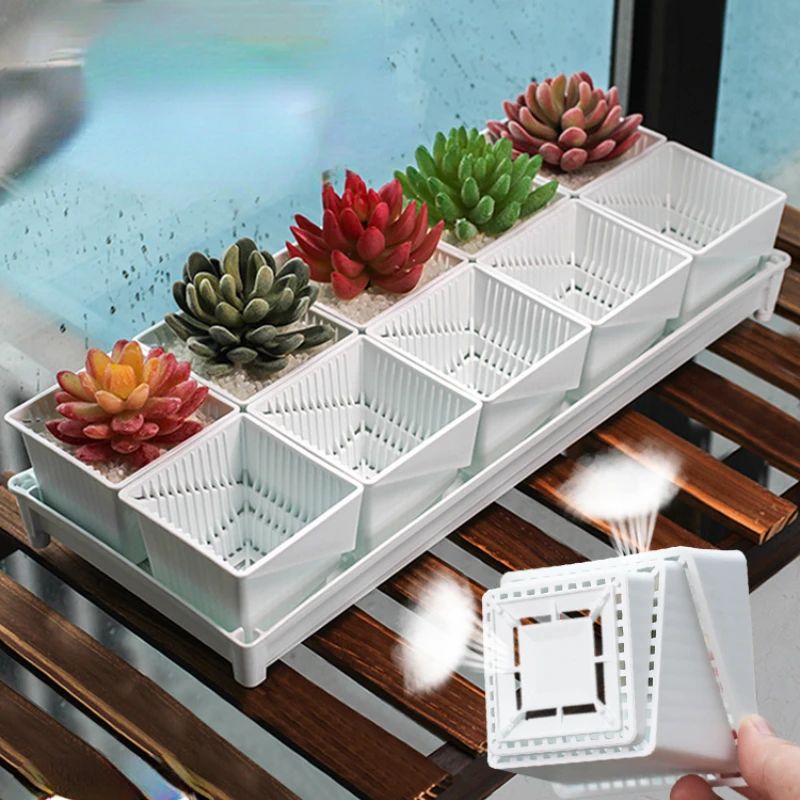 

Flower Pot White Resin Set Combination Plastic Belt Tray