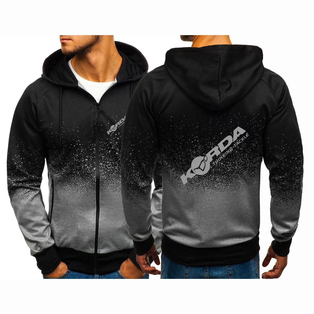 

Korda Inspired Tribute 2023 New Spring Autumn Print Comfortable Hooded Sweatshirts Men's Zip Gradient Color Long Sleeve Jacket