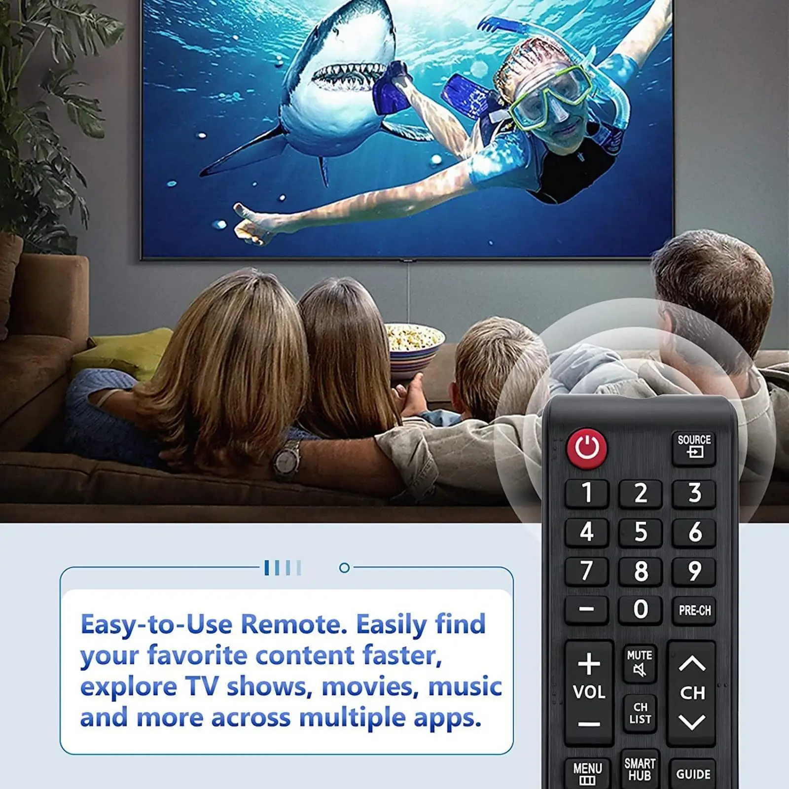 Universal Black Remote Control for LED LCD TV