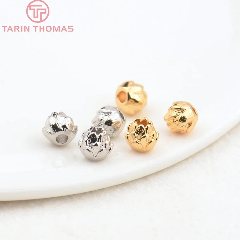 

(3016)10 шт. 5x5,5 мм 6x6 мм покрытые 24-каратным золотом латунные бусины-разделители в форме лотоса бусины для браслетов высокого качества Diy ювелирные аксессуары