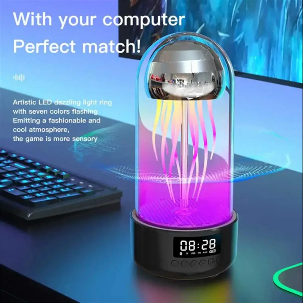 Mini Speaker of Creativity Mobile Mechanical Jellyfish Bluetooth Speaker Colorful Lamp Octopus Audio Desktop Ornaments