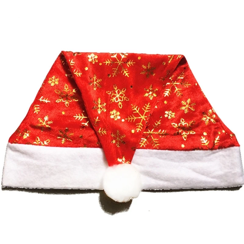 GJ Carnival Gild Snowflake Pattern Santa Beanie Red Color Adult Warm Christmas Hat for Adult Teens Unisex Christmas Gift