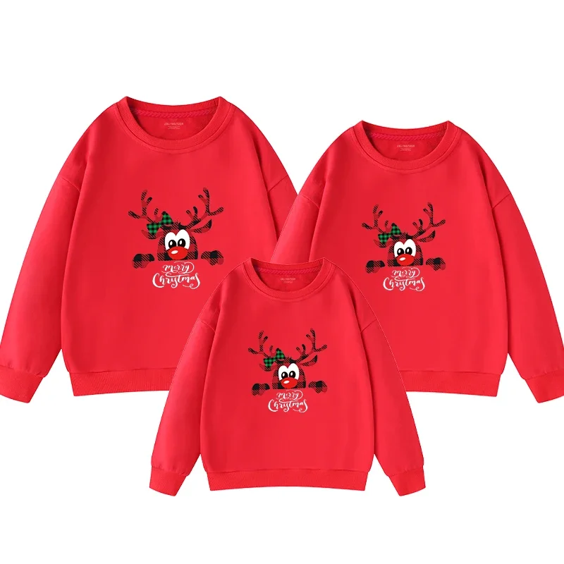 thumbnail image 1 of Camisetas navideñas de invierno para madre e hija, camisetas con estampado de dibujos animados, conjuntos familiares a juego, sudaderas para padre e hijo, ropa para parejas, pulóveres, 1 of 5