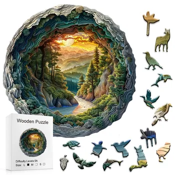 🌲 Into the Forest Light – Mindful 3D Wooden Animal Puzzle for Calm & Creativity 1